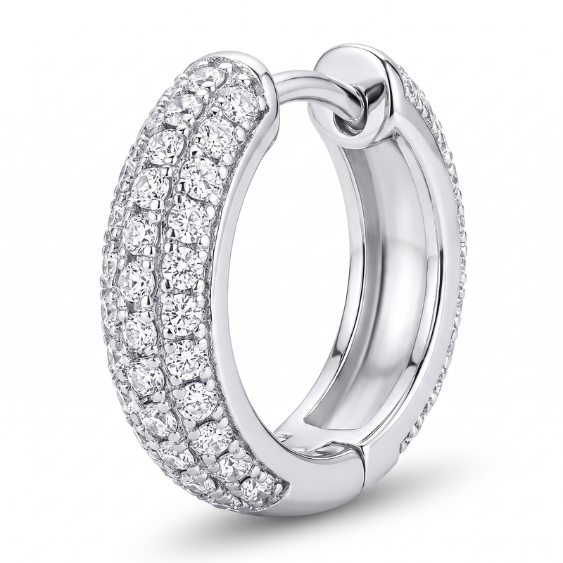 "Vienna" Moissanite 1ct Pavé Huggie Earrings — the setting seen from the side