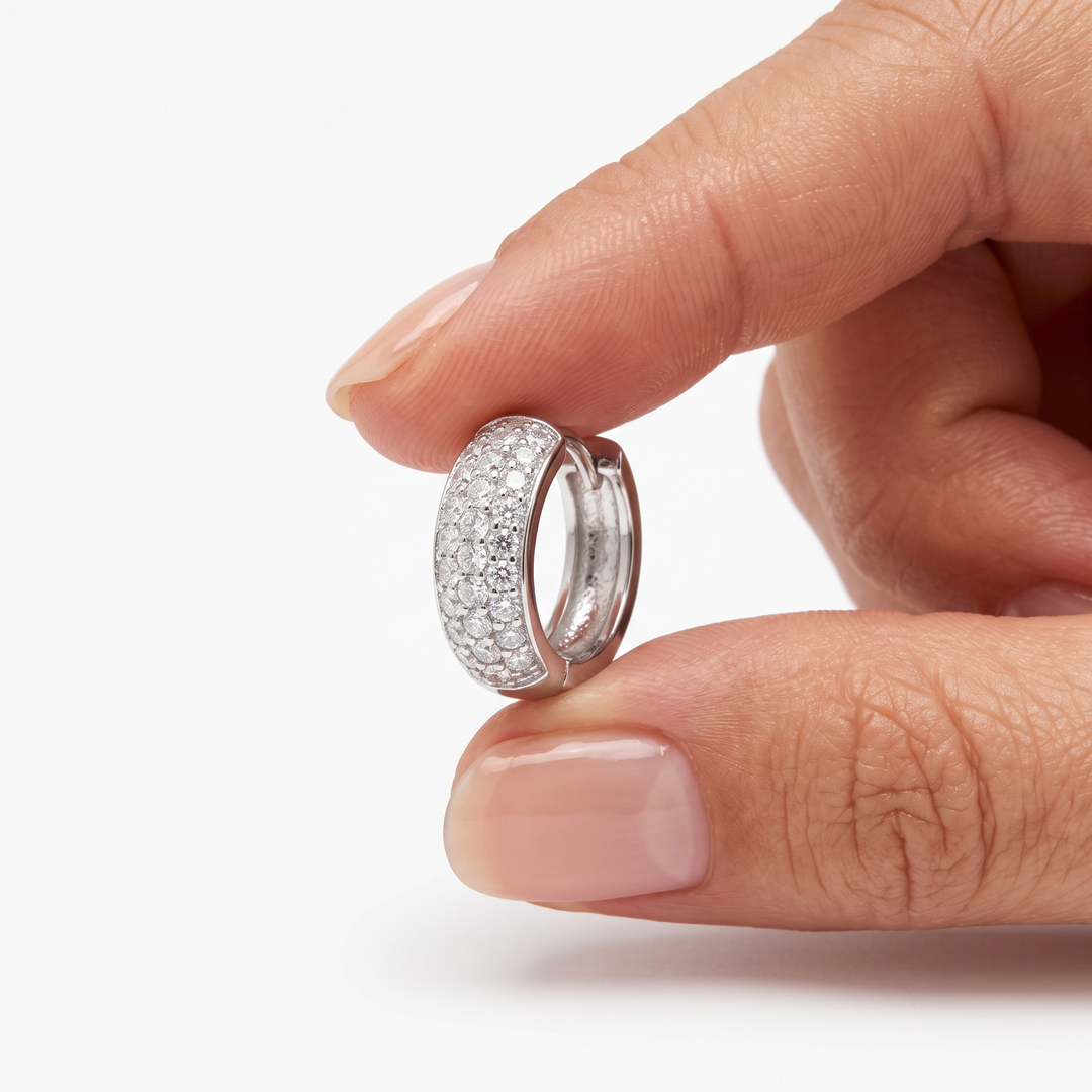 "Vienna" Moissanite 1ct Pavé Huggie Earrings