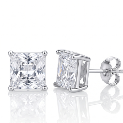 "Zermatt" Moissanite 1ct Princess-Cut Stud Earrings