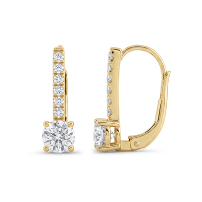 “Zurich” Moissanite 1ct Pavé Drop Solitaire Earrings