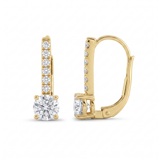 “Zurich” Moissanite 1ct Pavé Drop Solitaire Earrings